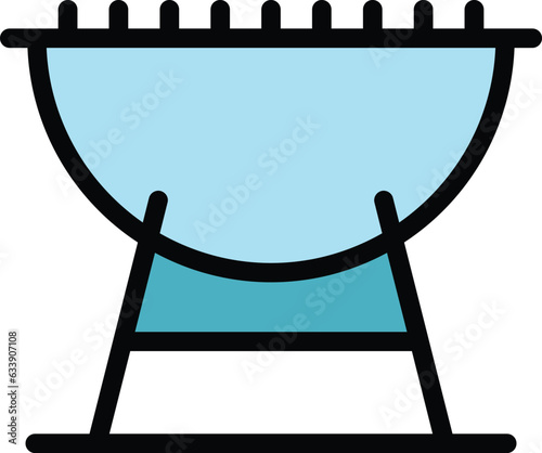 Pork bbq icon outline vector. Grill bbq. Steak food color flat