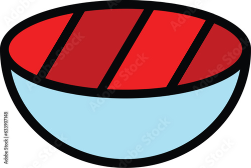 Steak food icon outline vector. Grill bbq. Fire meat color flat