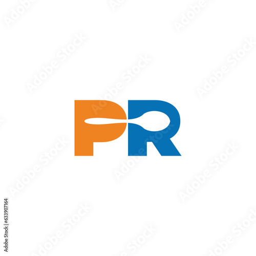 letter pr food spoon colorful symbol logo vector