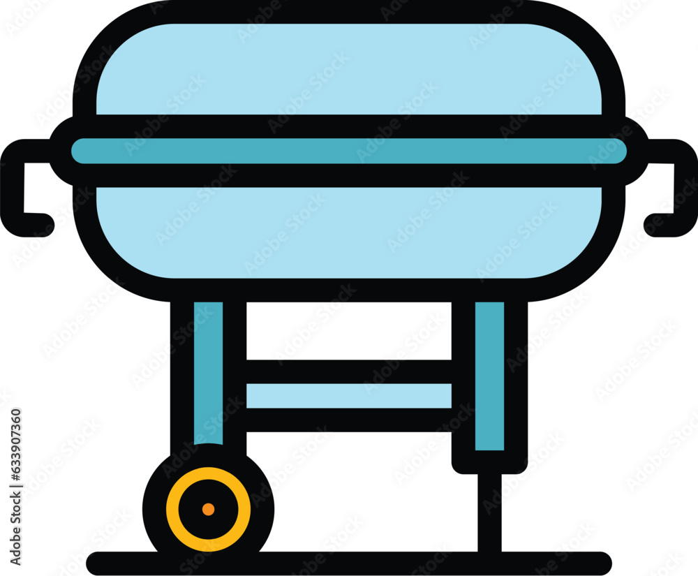 Portable grill icon outline vector. Party steak. Cook picnic color flat Portable grill icon outline vector. Party steak. Cook picnic color flat