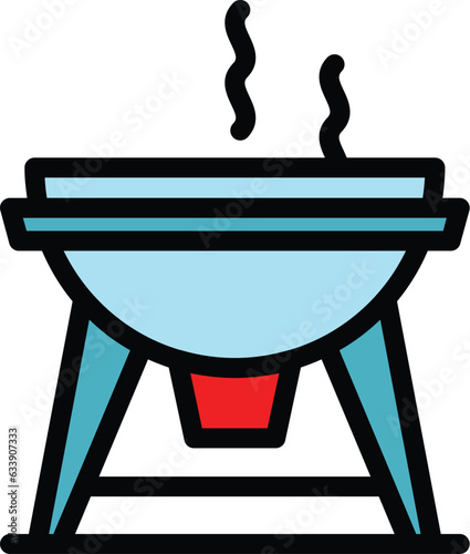 Hot grill icon outline vector. Bbq meat. Cook picnic color flat