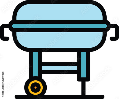 Portable grill icon outline vector. Party steak. Cook picnic color flat