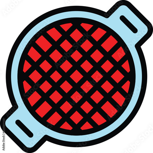 Grill net icon outline vector. Bbq steak. Food cook color flat