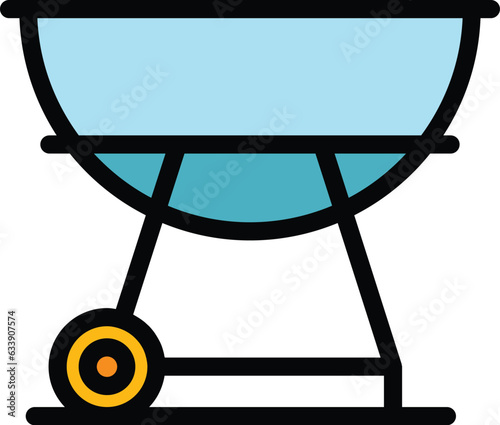 Garden grill icon outline vector. Bbq fire. Food cook color flat