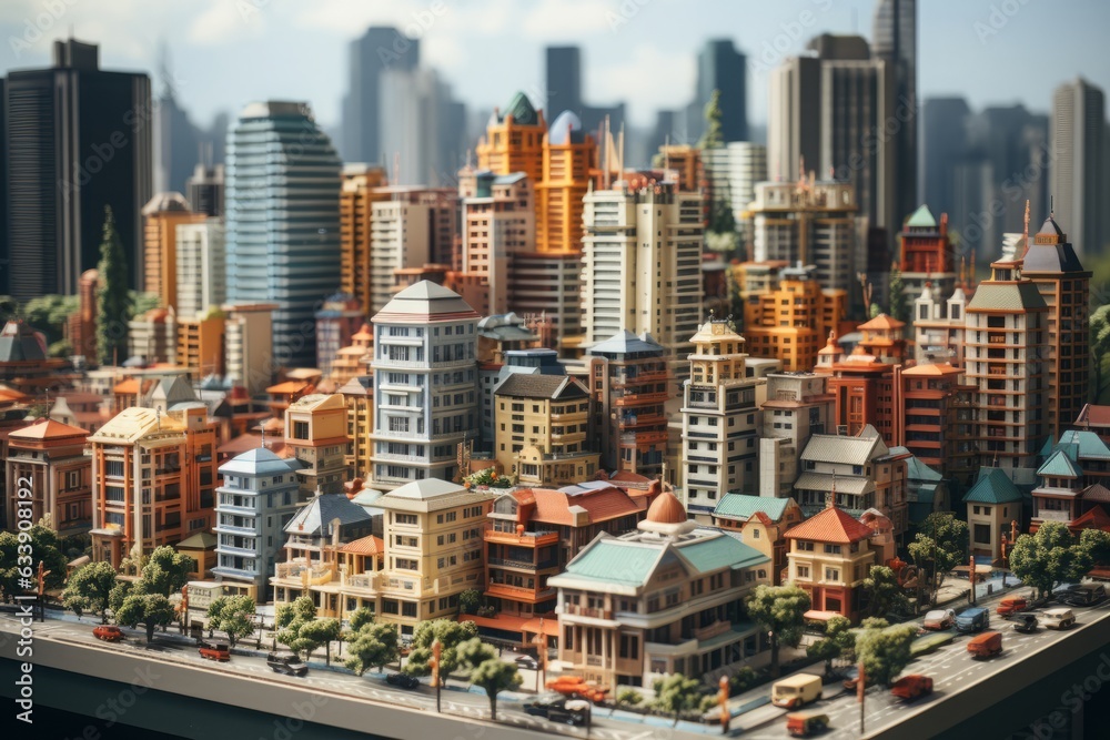 Fototapeta premium 俯瞰した都市風景,Generative AI AI画像