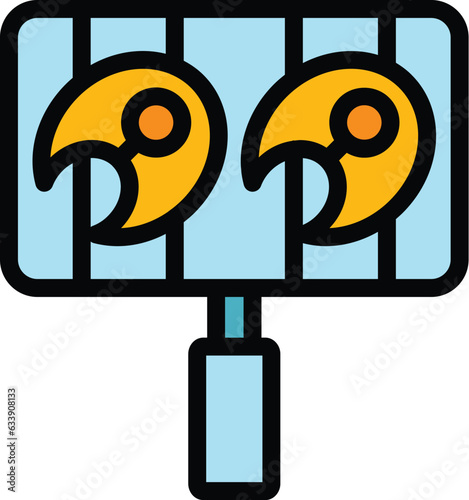 Fish grill icon outline vector. Bbq meat. Steak food color flat