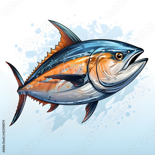 Hand drawn tuna fish isolated Generative Ai