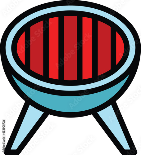 Grill icon outline vector. Fire bbq. Meat party color flat