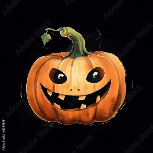 Halloween Greeting Card, Childrens Book Illustration, Generative AI