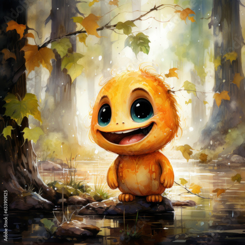 Halloween Greeting Card, Childrens Book Illustration, Generative AI