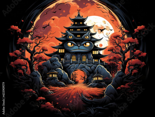 Halloween Greeting Card, Childrens Book Illustration, Generative AI