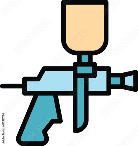 Sprayer equipment icon outline vector. Paint gun. Auto car spray color flat