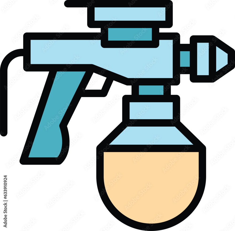 Coating sprayer icon outline vector. Spray gun. Air car auto color flat Coating sprayer icon outline vector. Spray gun. Air car auto color flat