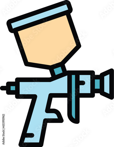 Bucket painter icon outline vector. Spray paint. Gun sprayer color flat