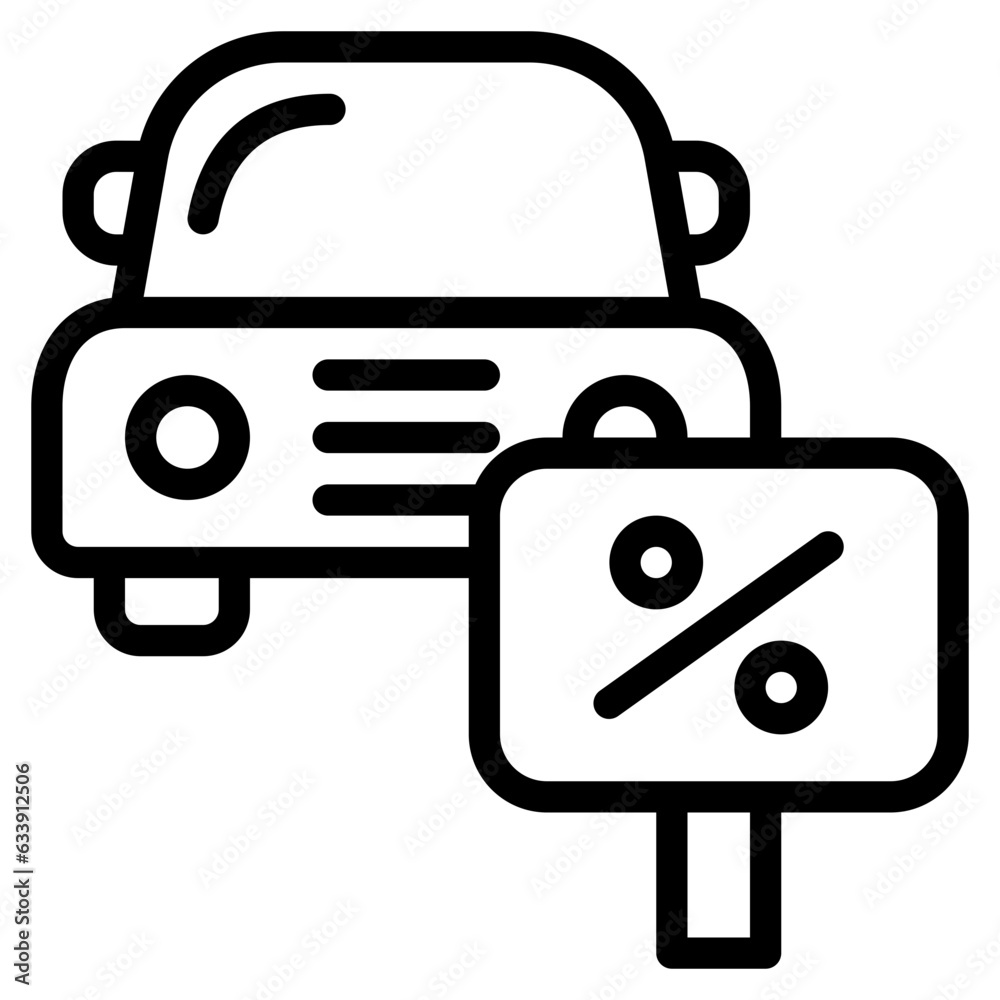 Fototapeta premium Car, Vehicle, Transport, Sell, Sale, Discount, Transportation Icon, Line style icon vector illustration, Suitable for website, mobile app, print, presentation, infographic and any other project.