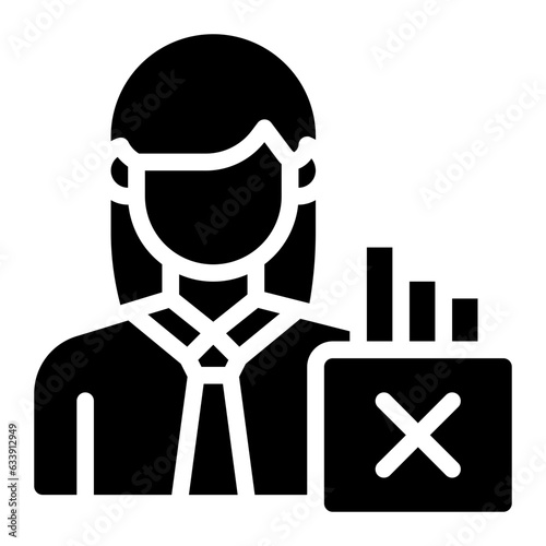  Unemployed, woman, Jobless, Crisis, Recession, Bankruptcy Icon, Glyph style icon vector illustration, Suitable for website, mobile app, print, presentation, infographic and any other project.