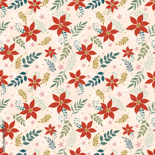 Illustration vector of Seamless Christmas floral pattern  perfect for background and wrapping