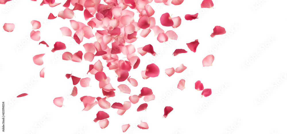 Falling Rose Petals Flowers Overlay Isolated on White