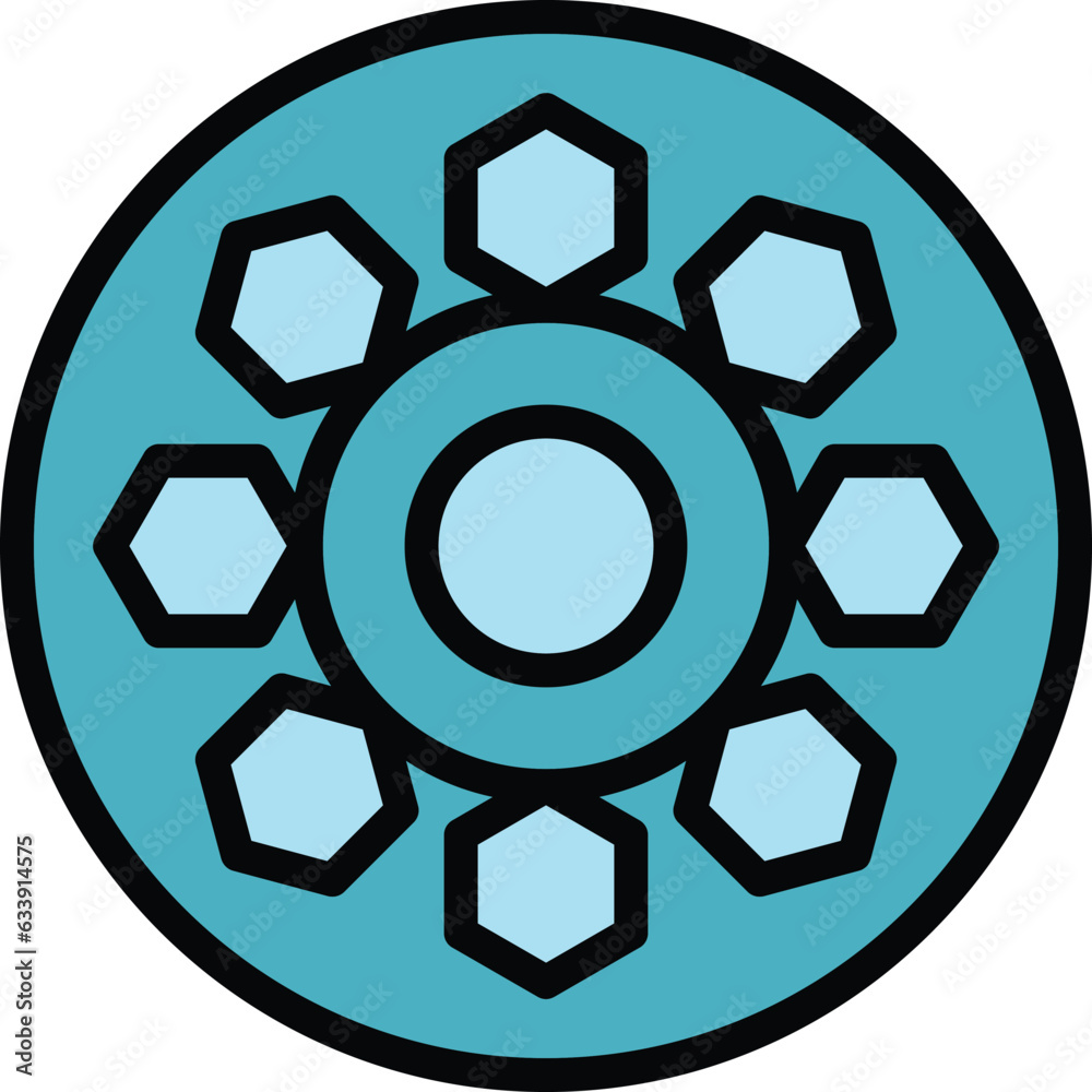 Jeep wheel icon outline vector. Car rim. Alloy chrome color flat Jeep wheel icon outline vector. Car rim. Alloy chrome color flat