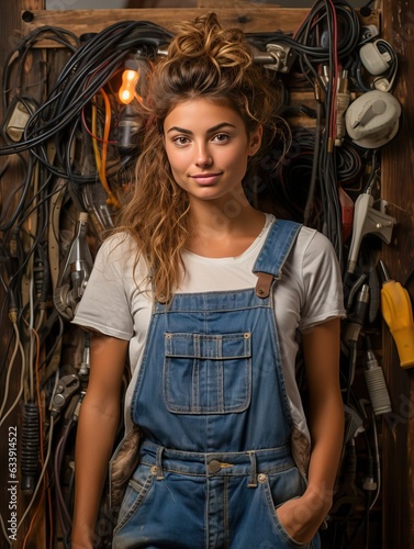 Woman in overalls in a work...