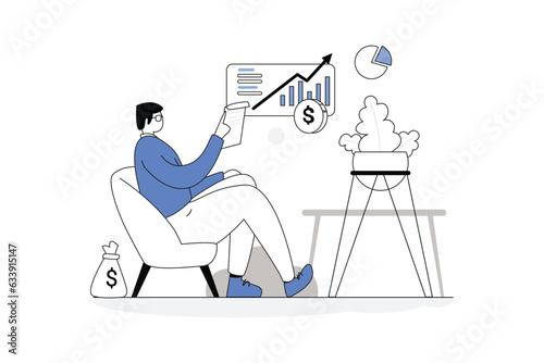View financial statements, Business Finance Vectors Illustration Flat Line