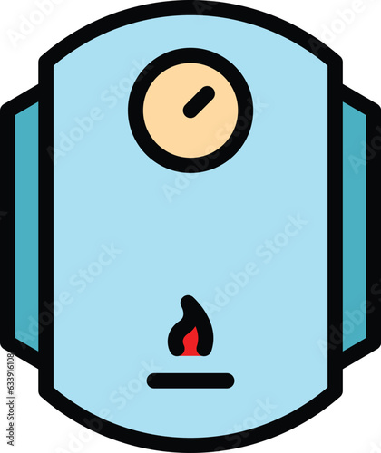 House gas boiler icon outline vector. Heater water. Energy system color flat