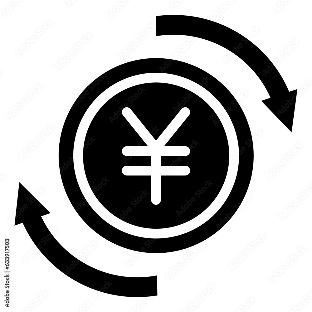 Obraz premium yen, currency, exchange, coin, Finance, business, money Icon, Glyph style icon vector illustration, Suitable for website, mobile app, print, presentation, infographic and any other project.