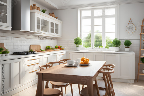 modern kitchen interior.
Generative AI photo