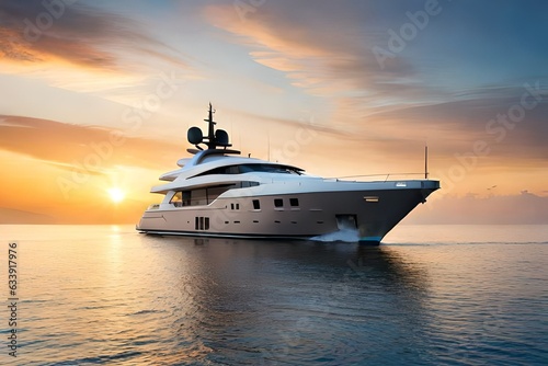 Luxury yacht in the sea generated by AI tool © Muhammad
