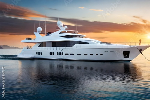 Luxury yacht in the sea generated by AI tool © Muhammad