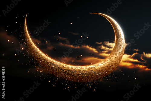 Light golden moon In The Sky. AI generative photo