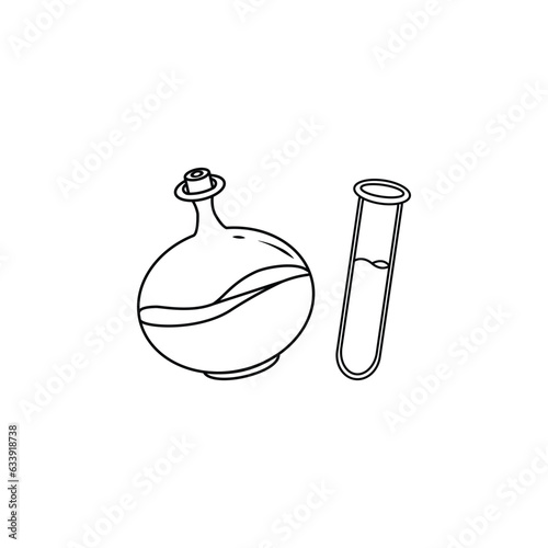 Simple vector illustration line art Florence Flask and Test Tube illustration . Isolated on white background.