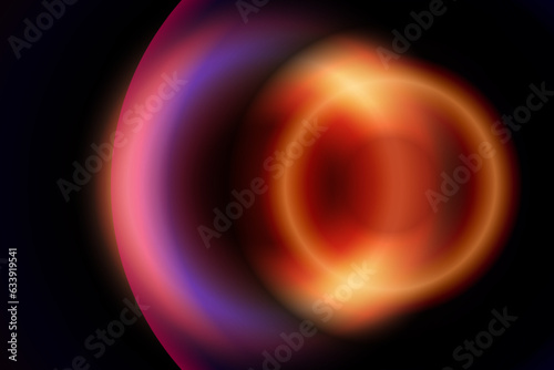 Circular glow with speed motion. Neon circle. Vector light effect abstract background with the ring in orange and pink color. 3d. Glowing illustration. 
