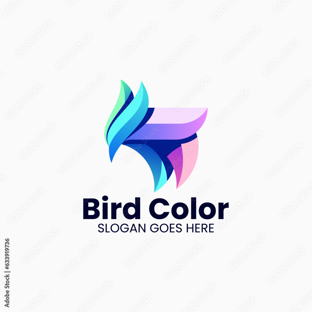 Vector Logo Illustration Bird Gradient Colorful Style