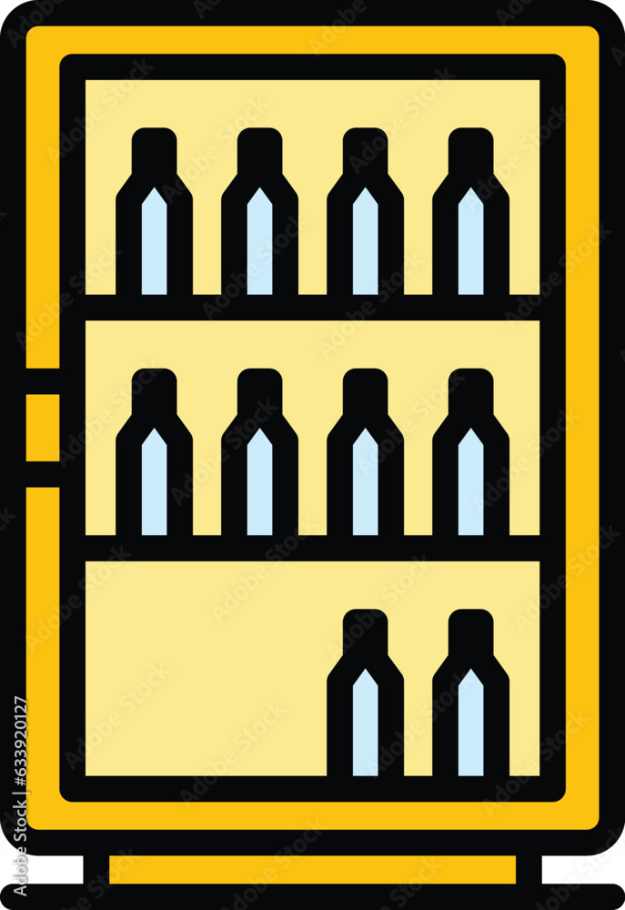 Winery store cabinet icon outline vector. Wine shelf. Wood bar color flat