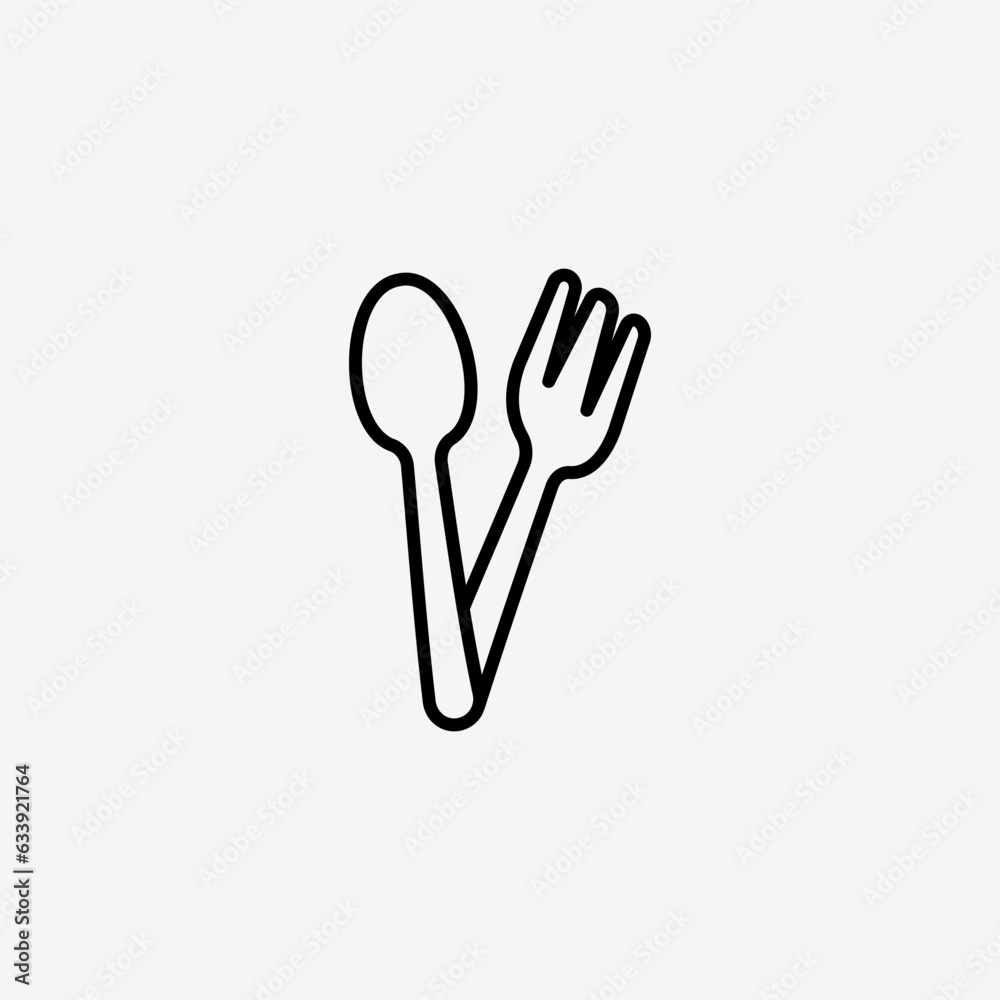Spoon and fork line icon vector illustration. Spoon and fork line icon vector illustration.