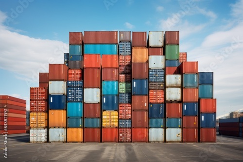 Cargo Containers Stacked at a Port, Generative AI
