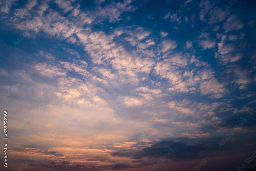 sunset, sunrise,  sunset sky with gentle colorful clouds
