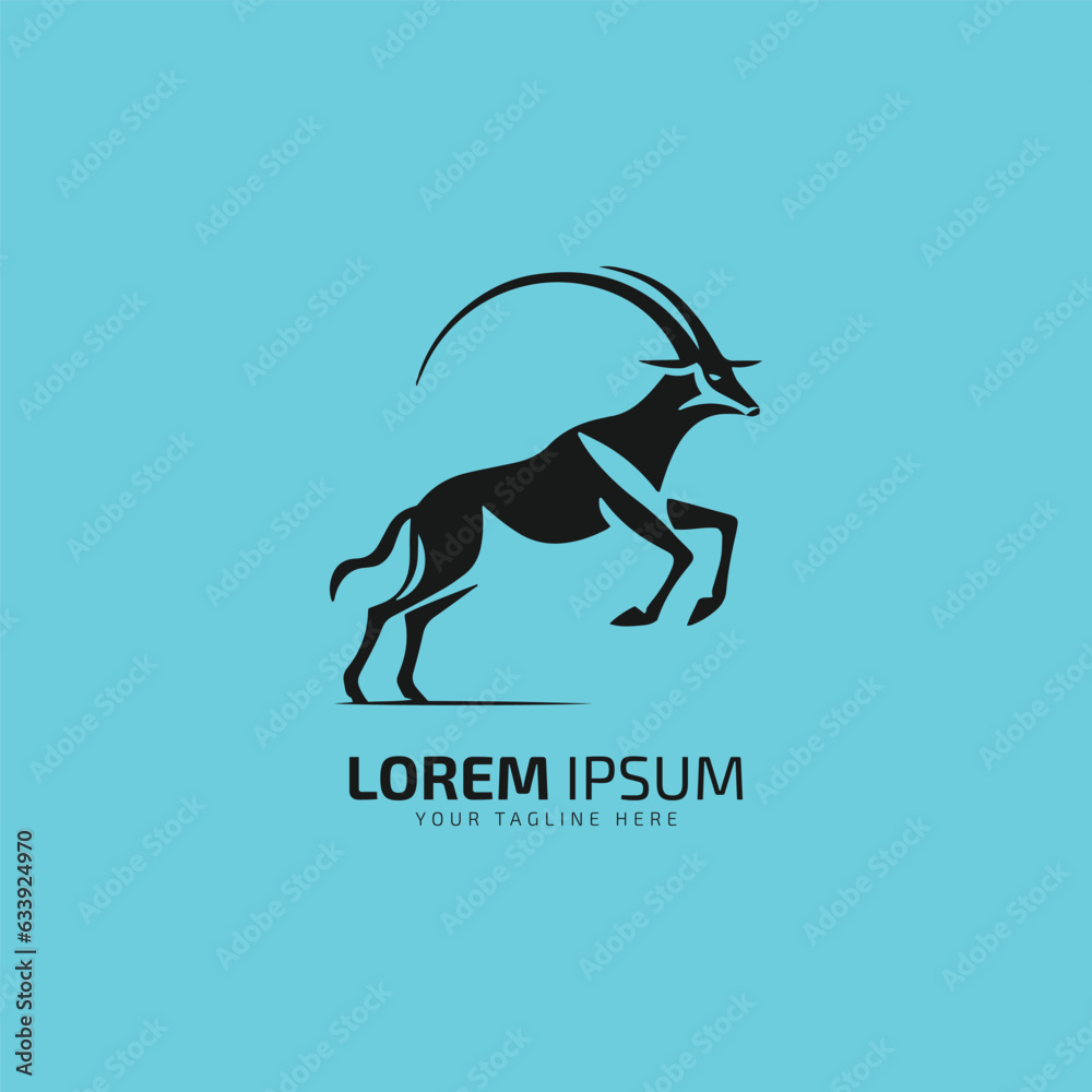 Oryx logo icon jumping oryx on sky blue background.