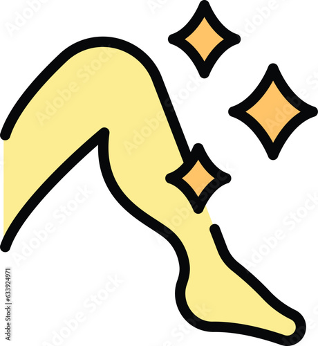 Leg skin care icon outline vector. Laser epilation. Hair treatment color flat