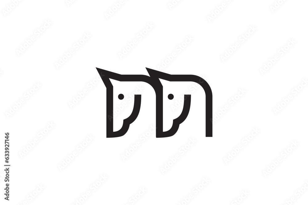 letter M and horses logo design concept vector letter M and horses logo design concept vector