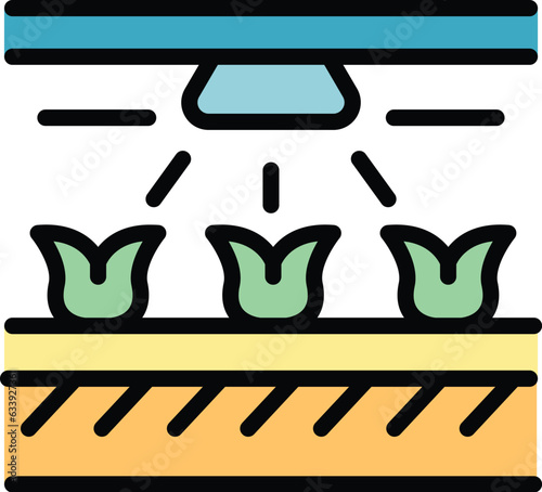 Plant irrigation system icon outline vector. Water drip. Garden farm color flat