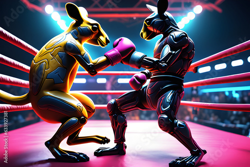 Kangaroo boxing in the ring. Generative AI © 성욱 이