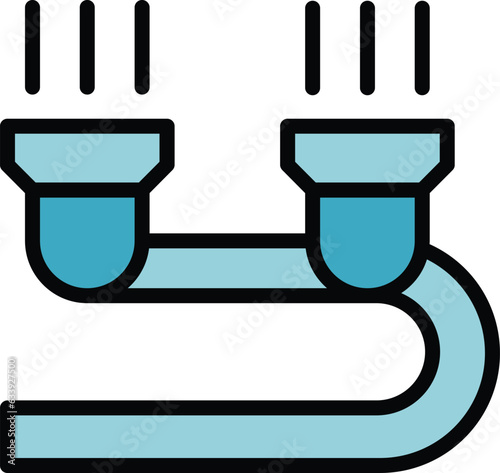 Hose irrigation icon outline vector. Water system. Farm automatic color flat