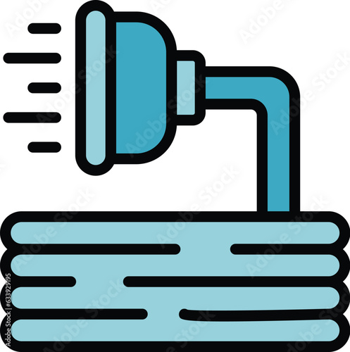 Garden water hose icon outline vector. Irrigation system. Farm pipe color flat