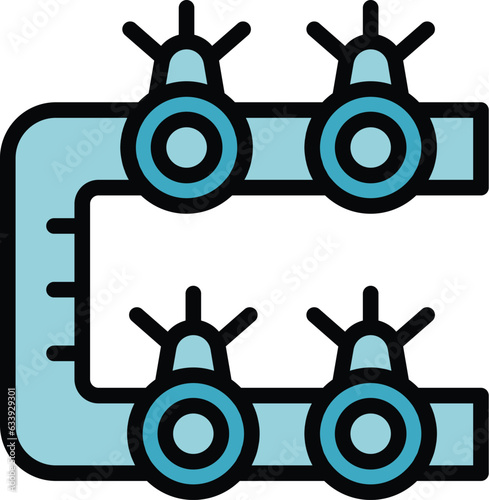 Sprinkler pipe icon outline vector. Water system. Farm garden color flat