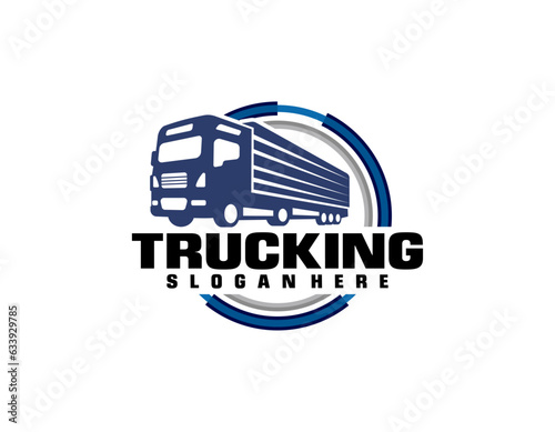 Trucking company logo. Bold badge emblem logo concept. Ready made logo template set vector isolated