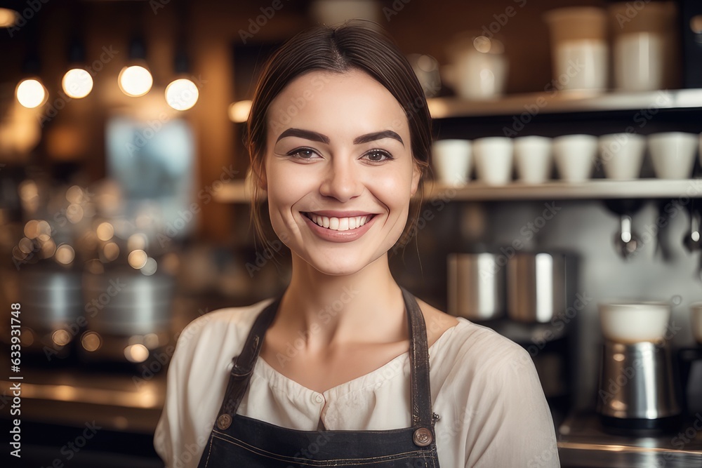 portrait of barista woman in cafe