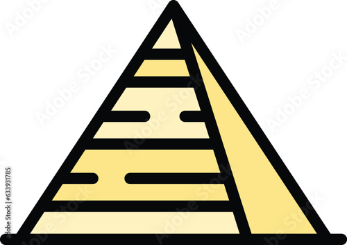 Egypt pyramid icon outline vector. Ancient cairo. Giza sand color flat