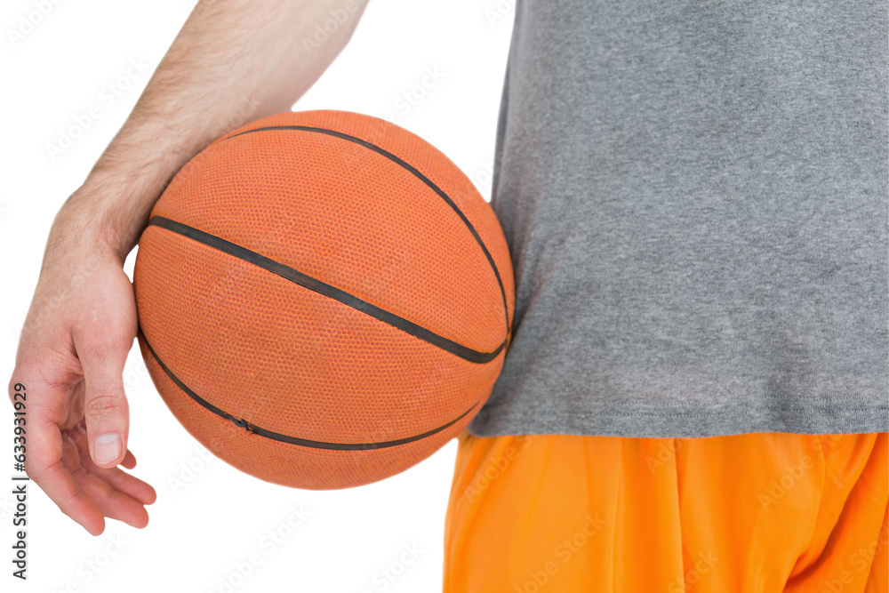Obraz premium Digital png photo of midsection of caucasian man with basketball on transparent background
